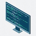 Isometric monitor. Computer monitor isometric desktop. Modern monitor. Vector illustration Royalty Free Stock Photo