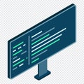 Isometric monitor. Computer monitor isometric desktop. Modern monitor. Vector illustration Royalty Free Stock Photo