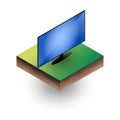 Isometric monitor placed on the piece of soil