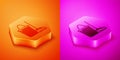 Isometric Mop and bucket icon isolated on orange and pink background. Cleaning service concept. Hexagon button. Vector Royalty Free Stock Photo