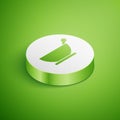 Isometric Mortar and pestle icon isolated on green background. White circle button. Vector Illustration Royalty Free Stock Photo