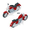 Isometric motorcycle or motorbike on white background. The concept of freedom and travel