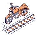 Isometric Motorcycle and Railway Track Illustration Royalty Free Stock Photo