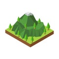 Isometric mountain and trees illustration vector