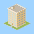 Isometric multi-storey building. Vector illustration