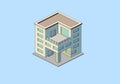 Isometric multi-storey building. Vector illustration