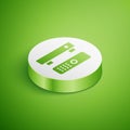 Isometric Multimedia and TV box receiver and player with remote controller icon isolated on green background. White