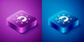 Isometric Multitasking manager working icon isolated on blue and purple background. Square button. Vector Royalty Free Stock Photo