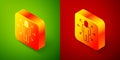 Isometric Multitasking manager working icon isolated on green and red background. Square button. Vector
