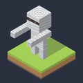 Isometric Mummy doll on grass.