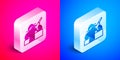 Isometric Murder icon isolated on pink and blue background. Body, bleeding, corpse, bleeding icon. Concept of crime