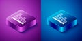 Isometric Music equalizer icon isolated on blue and purple background. Sound wave. Audio digital equalizer technology Royalty Free Stock Photo