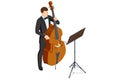 Isometric musician with a bow playing the double bass. Musical instrument Double bass Orchestra music