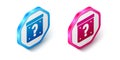 Isometric Mystery box or random loot box for games icon isolated on white background. Question mark. Unknown surprise Royalty Free Stock Photo