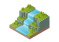 Isometric natural beautiful waterfall