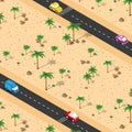Isometric natural landscape of palm trees, vector illustration Royalty Free Stock Photo