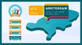 Isometric Netherlands country map tagged in Amsterdam stadium which will be held football matches vector illustration. Football