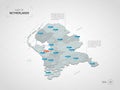 Isometric Netherlands map with city names and administrative div