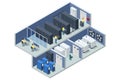 Isometric Network computing technologies. The data center offers infrastructure for hosting websites and web Royalty Free Stock Photo