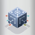 Isometric Network Hub Technology Cube Royalty Free Stock Photo