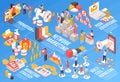 Isometric Network Marketing Illustration