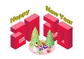 Isometric new year 2020 Royalty Free Stock Photo