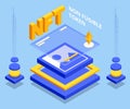 Isometric NFT Non-fungible token is a unique and non-interchangeable unit of data stored on a digital ledger blockchain Royalty Free Stock Photo