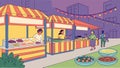 Isometric Night Market Scene with Food Stalls, vector design Generative AI Royalty Free Stock Photo
