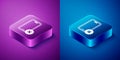 Isometric No cell phone icon isolated on blue and purple background. No talking and calling sign. Cell prohibition