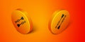 Isometric Oars or paddles boat icon isolated on orange background. Orange circle button. Vector Royalty Free Stock Photo