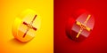 Isometric Oars or paddles boat icon isolated on orange and red background. Circle button. Vector Royalty Free Stock Photo