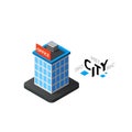 Isometric office building icon, building city infographic element, vector illustration Royalty Free Stock Photo