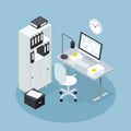 Isometric Office Business Workspace Illustration