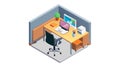 Isometric Office Cubicle: Focused Individual Workspace. vector design Generative AI Royalty Free Stock Photo