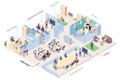 Isometric office design. Business center plan