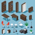 Isometric office furniture set Royalty Free Stock Photo