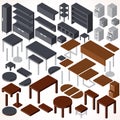 Isometric Office Furniture. Vector Collection Royalty Free Stock Photo
