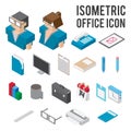 isometric office icons collections. Vector illustration decorative design