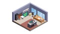 Isometric Office Interior with Computer Illustration, vector design Generative AI Royalty Free Stock Photo