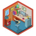 Isometric office interior design. Vector illustration decorative design Royalty Free Stock Photo
