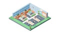 Isometric Office Interior Open Plan Work Area, vector design Generative AI Royalty Free Stock Photo
