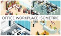 Isometric Office Interiors Composition