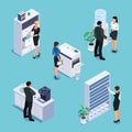 Isometric office life concept. Royalty Free Stock Photo