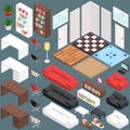 Isometric Office Planning. 3D Vector Creation Kit Royalty Free Stock Photo