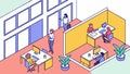 Isometric Office Teamwork, Modern Collaborative Workspace, Digital Business, vector design Generative AI Royalty Free Stock Photo