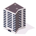 Isometric offices or business center icon. Town apartment building city map creation. Architectural vector 3d Royalty Free Stock Photo