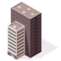 Isometric offices or business center icon. Town apartment building city map creation. Architectural vector 3d Royalty Free Stock Photo