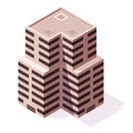 Isometric offices or business center icon. Town apartment building city map creation. Architectural vector 3d Royalty Free Stock Photo