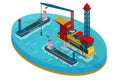 Isometric Oil Extraction In Sea Concept