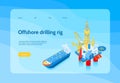 Isometric Oil Industry Concept Banner Royalty Free Stock Photo